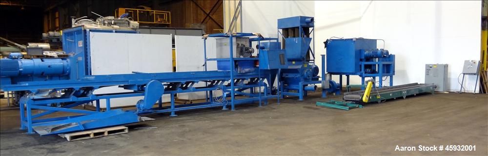 Used Shred Pax Dual Rotor Shredder Grinder System consisting of: (1) Shred Pax Grinder, Model AZ-G-12. Has a top feeder 31-1/2" long x 3-3/4" wide with a 31" long x 8" diameter roll driven by a 1 hp,...