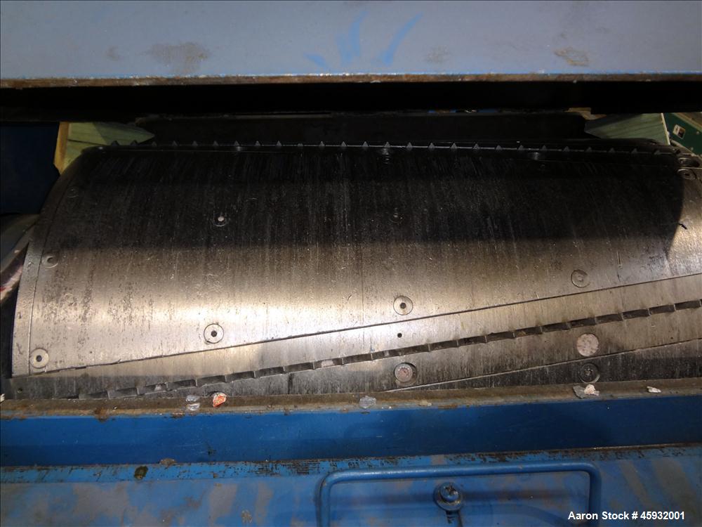 Used Shred Pax Dual Rotor Shredder Grinder System consisting of: (1) Shred Pax Grinder, Model AZ-G-12. Has a top feeder 31-1/2" long x 3-3/4" wide with a 31" long x 8" diameter roll driven by a 1 hp,...