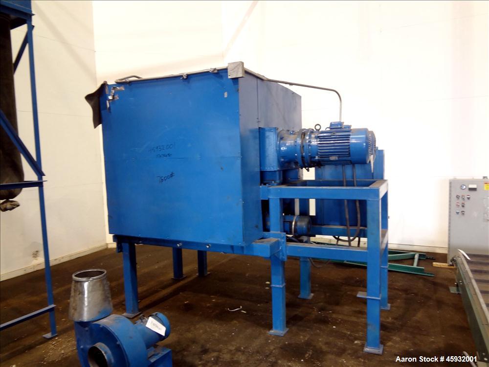 Used Shred Pax Dual Rotor Shredder Grinder System consisting of: (1) Shred Pax Grinder, Model AZ-G-12. Has a top feeder 31-1/2" long x 3-3/4" wide with a 31" long x 8" diameter roll driven by a 1 hp,...