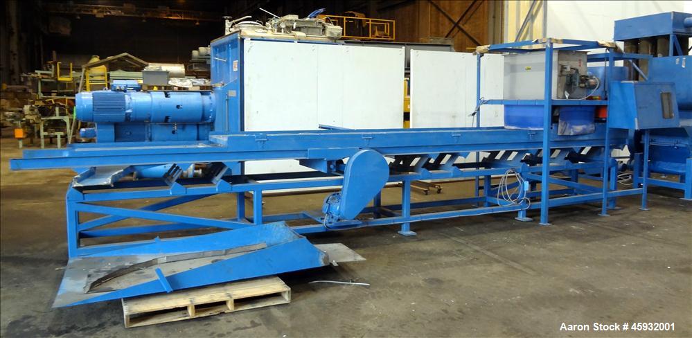 Used Shred Pax Dual Rotor Shredder Grinder System consisting of: (1) Shred Pax Grinder, Model AZ-G-12. Has a top feeder 31-1/2" long x 3-3/4" wide with a 31" long x 8" diameter roll driven by a 1 hp,...