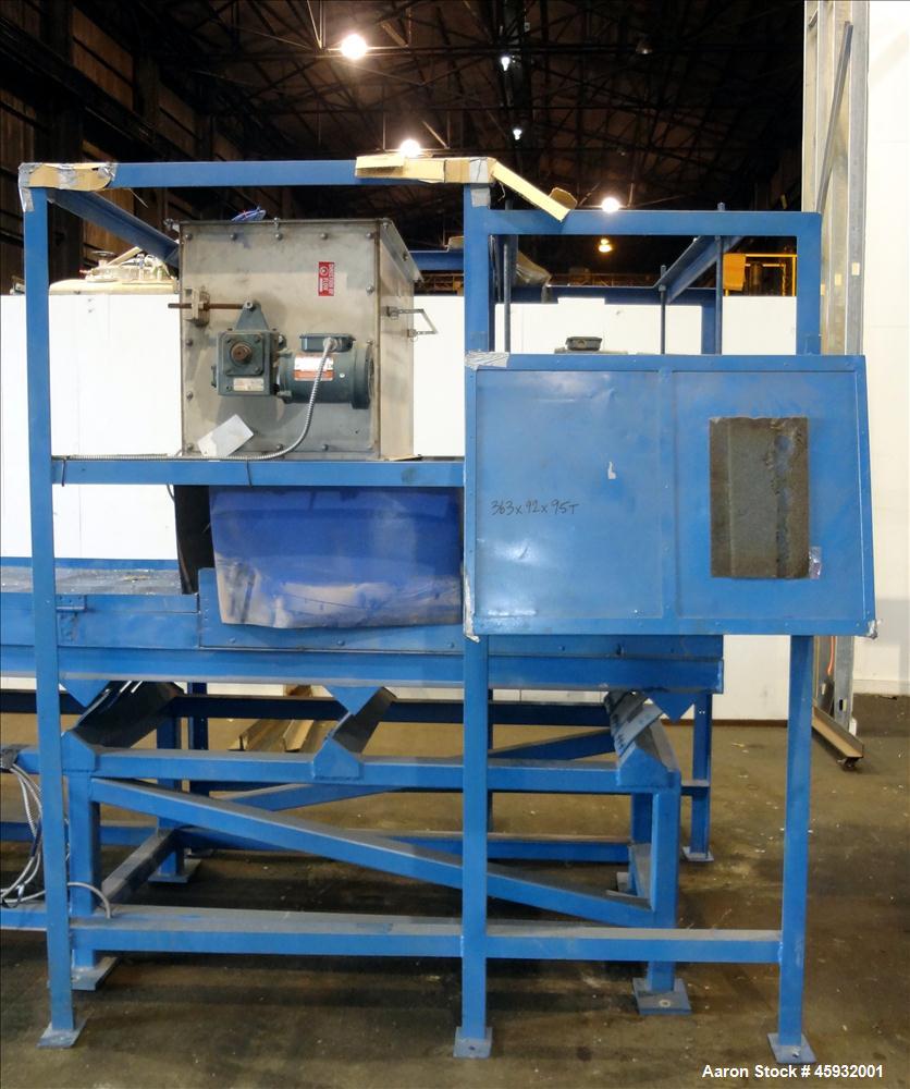 Used Shred Pax Dual Rotor Shredder Grinder System consisting of: (1) Shred Pax Grinder, Model AZ-G-12. Has a top feeder 31-1/2" long x 3-3/4" wide with a 31" long x 8" diameter roll driven by a 1 hp,...