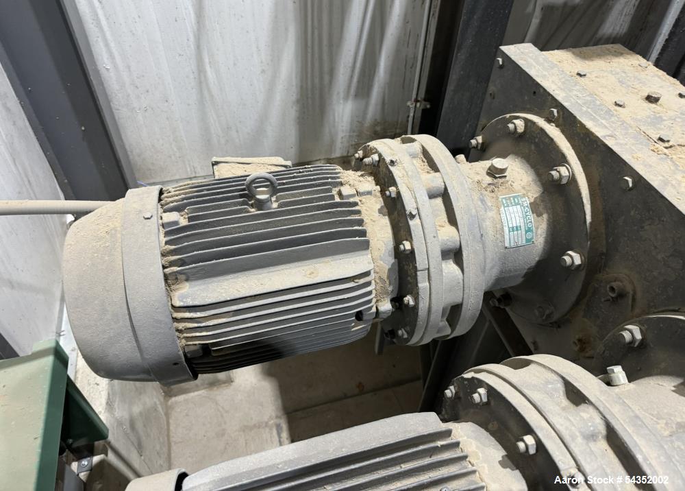 Used Shred-Tech Dual Shaft Shredder. With dual 30hp motor, feed hopper, stand, panel.