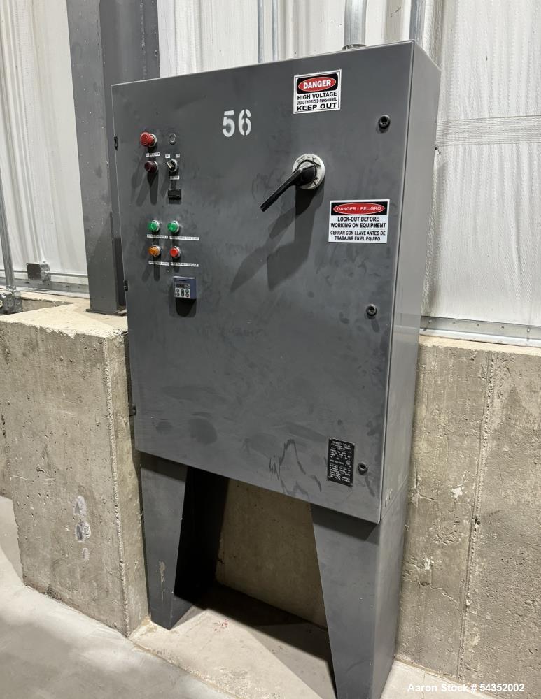 Used Shred-Tech Dual Shaft Shredder. With dual 30hp motor, feed hopper, stand, panel.