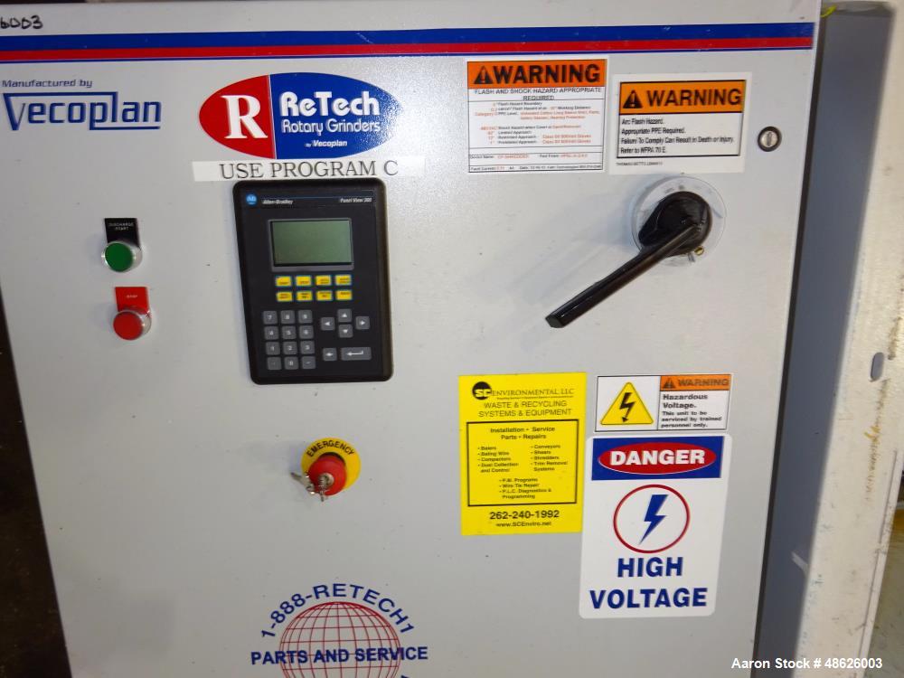 Used Vecoplan Retech Single Rotor Shredder, Model RG 42/30 SWU, Carbon Steel.