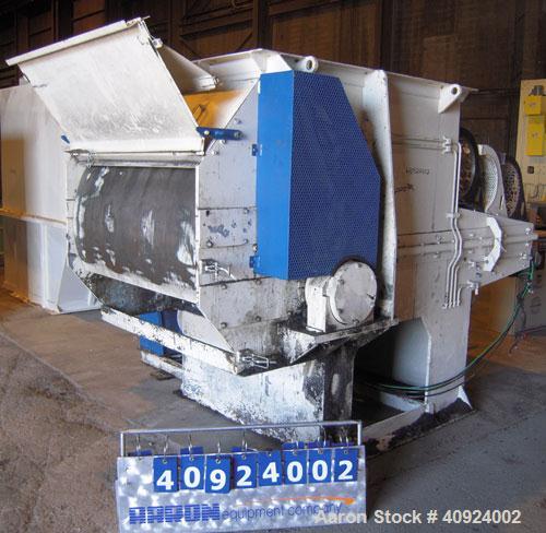 Used Vecoplan/ ReTech Single-Shaft Rotary Grinder, Model RG52/75, carbon steel. Approximately 15" diameter x 51" wide rotor with bolt-on cutting inserts, approximate (.10) to (.030) cutting tolerance...