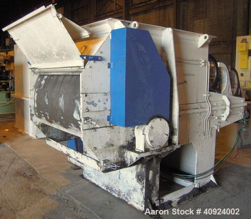 Used Vecoplan/ ReTech Single-Shaft Rotary Grinder, Model RG52/75, carbon steel. Approximately 15" diameter x 51" wide rotor with bolt-on cutting inserts, approximate (.10) to (.030) cutting tolerance...