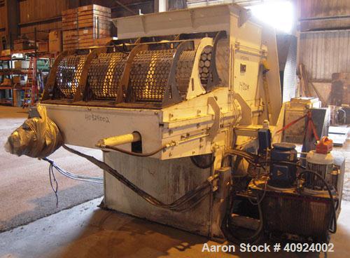 Used Vecoplan/ ReTech Single-Shaft Rotary Grinder, Model RG52/75, carbon steel. Approximately 15" diameter x 51" wide rotor with bolt-on cutting inserts, approximate (.10) to (.030) cutting tolerance...