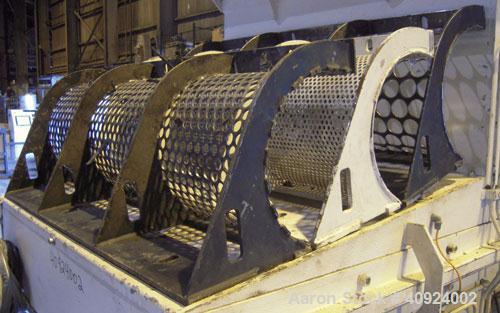 Used Vecoplan/ ReTech Single-Shaft Rotary Grinder, Model RG52/75, carbon steel. Approximately 15" diameter x 51" wide rotor with bolt-on cutting inserts, approximate (.10) to (.030) cutting tolerance...