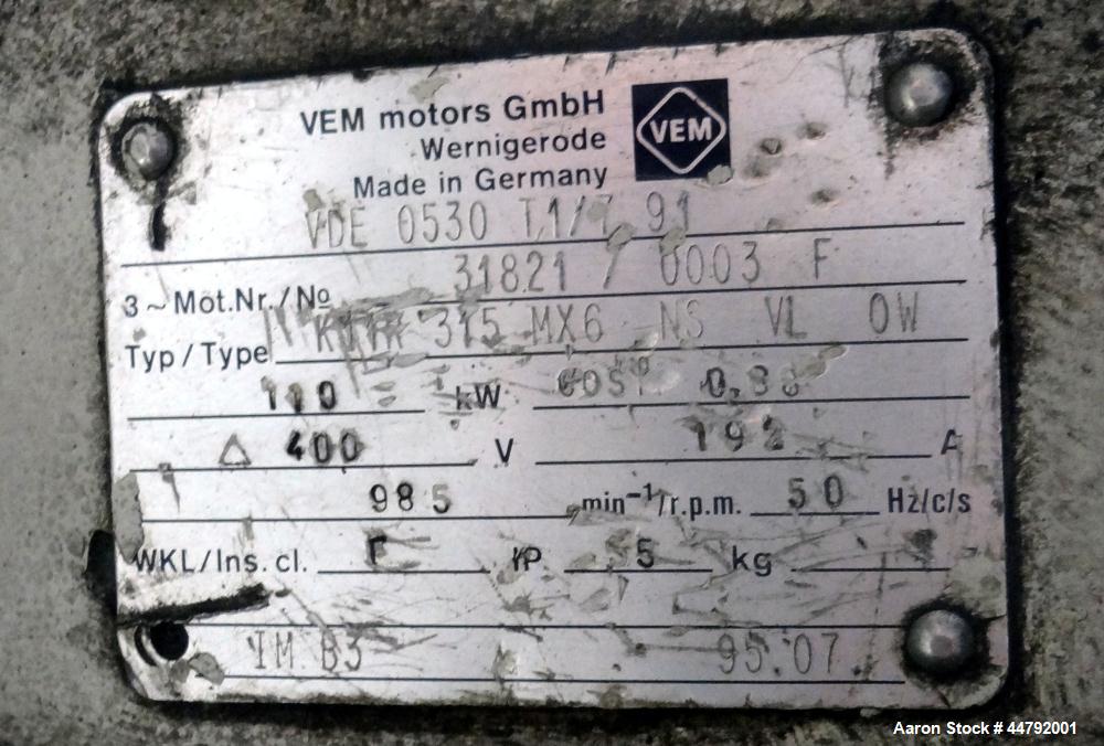 Used Vecoplan Single Rotor Shredder, Model VAZ/145/250
