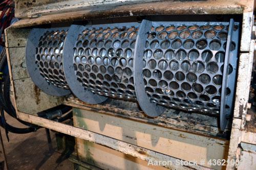 Used Vecoplan/Re-Tech Single Shaft Shredder, Carbon Steel. Approximately 14” diameter x 42” wide rotor with bolt-on cutters. Approximate 44” x 49” feed opening with bolt on hopper. Dual ram horizonta...