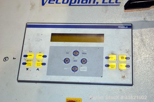 Used Vecoplan/Re-Tech Single Shaft Shredder, Carbon Steel. Approximately 14” diameter x 42” wide rotor with bolt-on cutters. Approximate 44” x 49” feed opening with bolt on hopper. Dual ram horizonta...