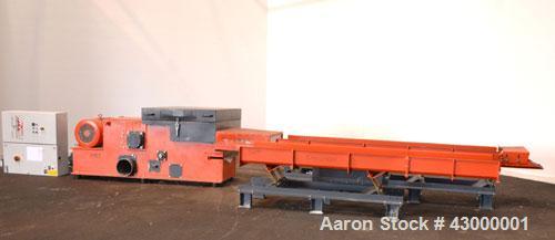 Used Weima Slow Speed Shredder, Model WLH600S/45 Leopard, Carbon Steel. Approximately 368mm (14.4" diameter) x 24" wide (32) bolt on blade  V rotor, driven by a 45 kw (60 hp), 3/60/460 volt, 1770 rpm...