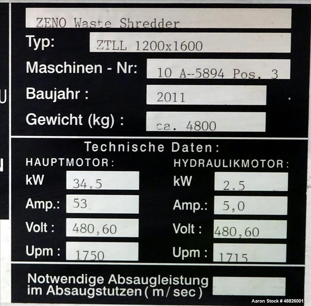 Used Zeno Waste Shredder