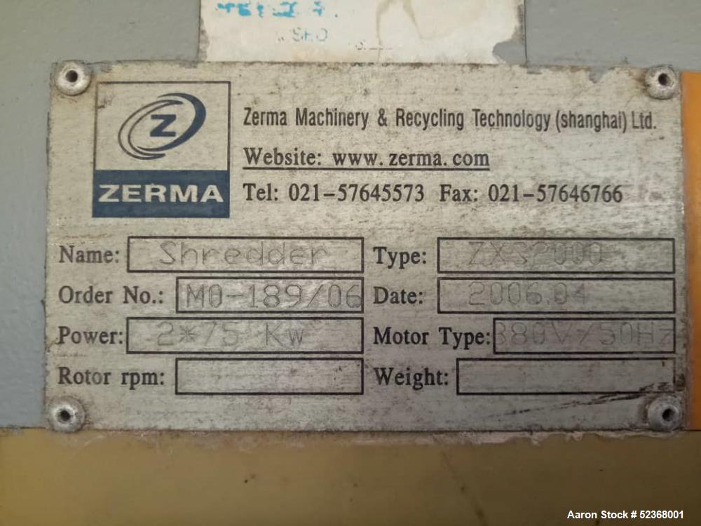 High-Capacity Zerma ZXS 2000 Shredder – Hydraulic Ram Feed & Control Unit