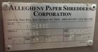 Used Allegheny Paper Shredder, Model 16-150C. 7 1/2 hp, capacity 140-150. Input speed 49'/15 meters per min. 16
