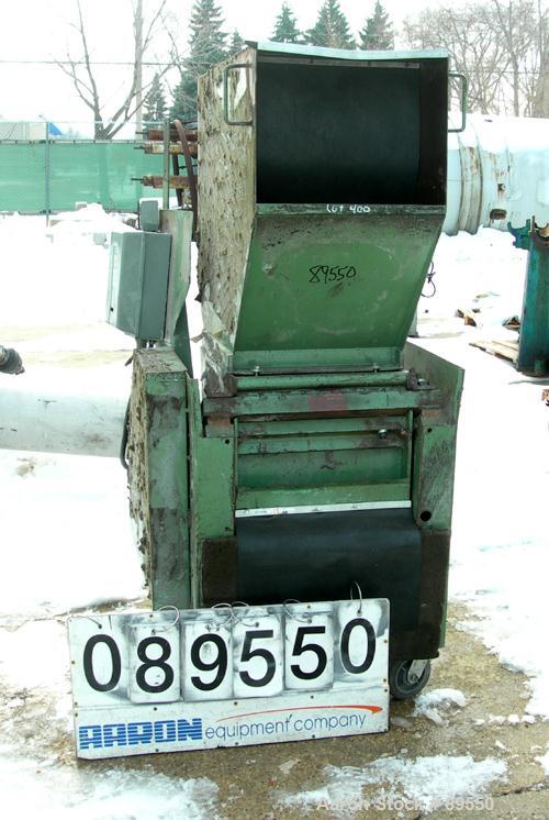 USED: Allsteele granulator, model 1417. Approximate 14" diameter x 17" wide 2 bolt-on blade closed rotor, bed knives. Tilt back pelican style feed hopper, bottom discharge with drawer. Approximate 3/...