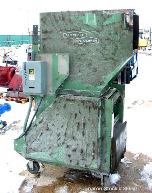 USED: Allsteele granulator, model 1417. Approximate 14" diameter x 17" wide 2 bolt-on blade closed rotor, bed knives. Tilt back pelican style feed hopper, bottom discharge with drawer. Approximate 3/...