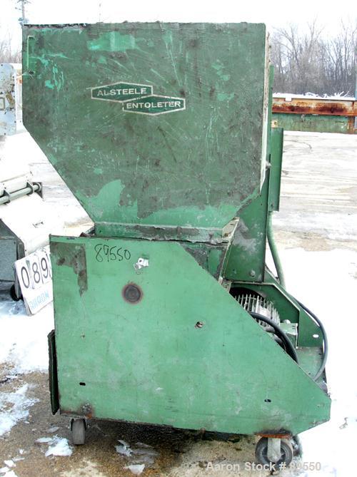 USED: Allsteele granulator, model 1417. Approximate 14" diameter x 17" wide 2 bolt-on blade closed rotor, bed knives. Tilt back pelican style feed hopper, bottom discharge with drawer. Approximate 3/...