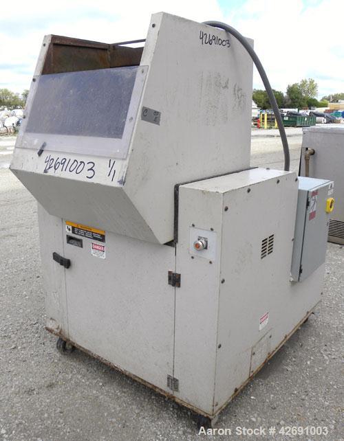 Used Ball & Jewell Beside-The-Press Granulator, Model BP1224. Approximately 12" diameter x 24" wide 3 bolt-on blade open rotor. Tilt back open feed hopper, bottom blower discharge. Approximately 3/16...