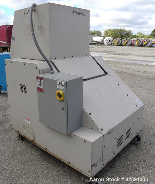 Used Ball & Jewell Beside-The-Press Granulator, Model BP1224. Approximately 12" diameter x 24" wide 3 bolt-on blade open rotor. Tilt back open feed hopper, bottom blower discharge. Approximately 3/16...