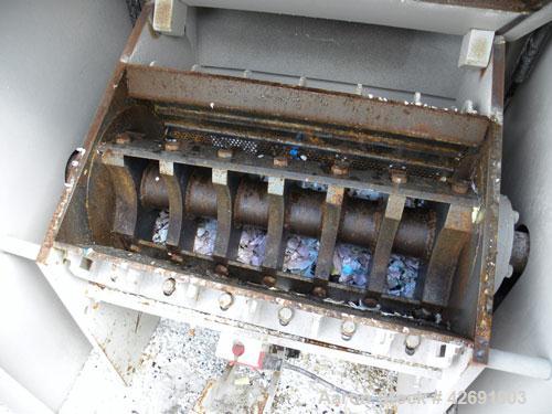 Used Ball & Jewell Beside-The-Press Granulator, Model BP1224. Approximately 12" diameter x 24" wide 3 bolt-on blade open rotor. Tilt back open feed hopper, bottom blower discharge. Approximately 3/16...