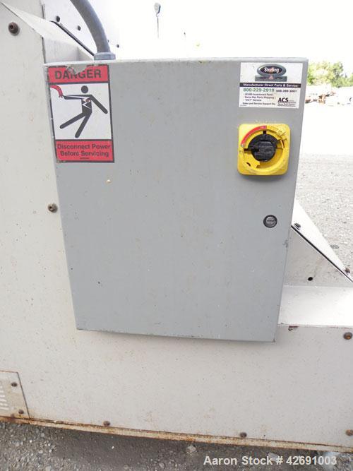 Used Ball & Jewell Beside-The-Press Granulator, Model BP1224. Approximately 12" diameter x 24" wide 3 bolt-on blade open rotor. Tilt back open feed hopper, bottom blower discharge. Approximately 3/16...