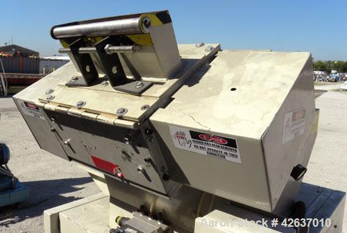 Used Ball & Jewel Vision Series Granulator, Model BP32. Approximately 12" diameter x 12" wide 3 bolt-on blade open rotor. Tilt back pelican style feed hopper with a sheet feeder, driven by a 3/4hp, 9...