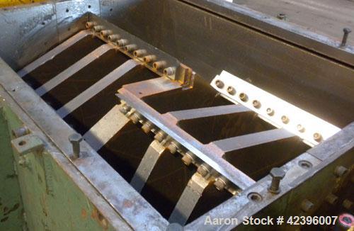 Used Ball & Jewell Granulator, Model HDB-3652. Approximate 52 1/4" long x 39 1/2" wide feed opening. Open rotor with bolt on blades. Driven by (2) 100 HP, 3/60/460 volt, 1185 RPM motors with Stearns ...