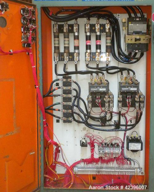Used Ball & Jewell Granulator, Model HDB-3652. Approximate 52 1/4" long x 39 1/2" wide feed opening. Open rotor with bolt on blades. Driven by (2) 100 HP, 3/60/460 volt, 1185 RPM motors with Stearns ...