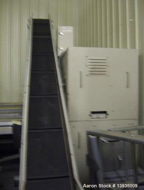 Used Battenfeld Gloucester 1012-BP-10. 10" x 12" throat size opening, 10 hp, 2 rotor knives, 1 bed knife, 230V, includes conveyor.