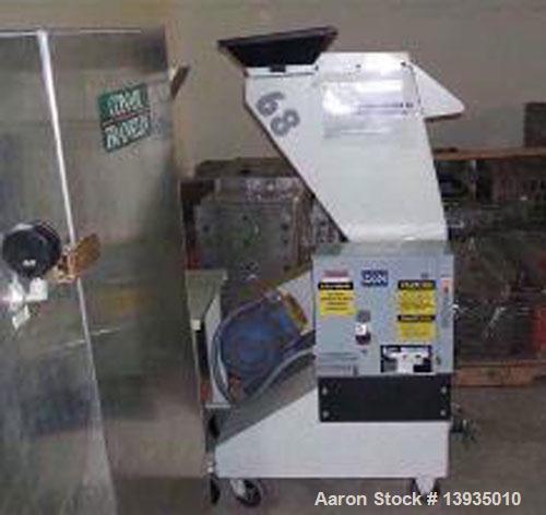 Used 2000 Battenfeld Gloucester Model 68-BP-5. Throat opening size 8" x 6", 2 rotor knives, 1 bed knife, 5 hp, rides on casters.