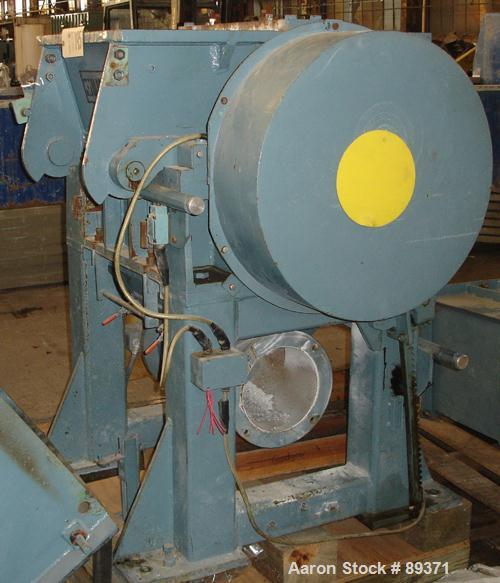 USED: Blackfriars rubber bale granulator, model 525BG/6. 10" x 21" feed opening with hopper, 3 knife open rotor with 3 bed knives. Driven by a 75 hp, 230/460 volt motor.