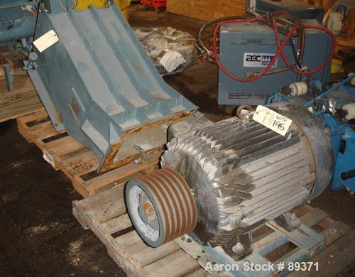 USED: Blackfriars rubber bale granulator, model 525BG/6. 10" x 21" feed opening with hopper, 3 knife open rotor with 3 bed knives. Driven by a 75 hp, 230/460 volt motor.