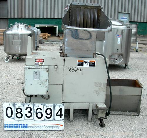 USED: Conair/Wor-Tex granulator, model JC10. 10" diameter x 15" wide. (2) Rows of 6 bolt-on blade closed rotor, 2 bed knives. Pelican style feed. Driven by a 10 hp, 3/60/230/460 volt, 1740 rpm motor....
