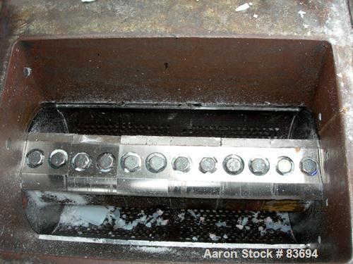 USED: Conair/Wor-Tex granulator, model JC10. 10" diameter x 15" wide. (2) Rows of 6 bolt-on blade closed rotor, 2 bed knives. Pelican style feed. Driven by a 10 hp, 3/60/230/460 volt, 1740 rpm motor....