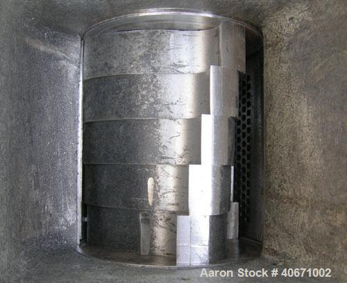 Used Conair/Wortex Granulator, model LP-330. Approximate 6" diameter x 7" long segmented helical type rotor with 3 rows of 5 blades. 7 3/4" x 7 1/4" carbon steel chamber. 12" x 12" top feed opening. ...