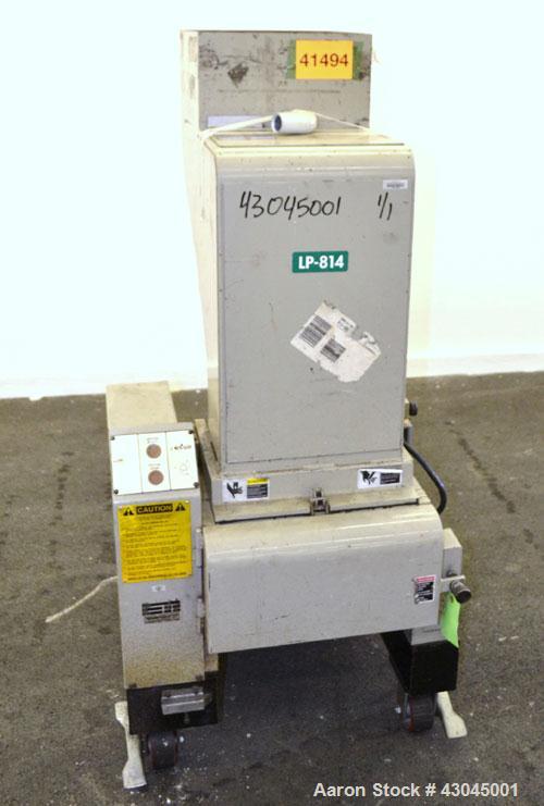 Used Conair Granulator, Model LP-814, Carbon Steel. Involute parabolic segmented helical type rotor with 7 rows of blades. Approximate 13-3/4" x 8" feed with a tilt back hopper. Approximate 1/8’’ dia...