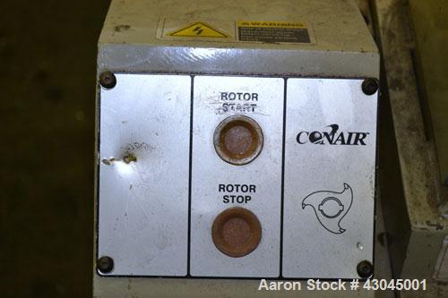 Used Conair Granulator, Model LP-814, Carbon Steel. Involute parabolic segmented helical type rotor with 7 rows of blades. Approximate 13-3/4" x 8" feed with a tilt back hopper. Approximate 1/8’’ dia...
