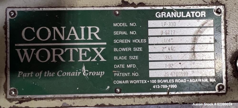 Conair/Wortex Granulator, Model LP-330