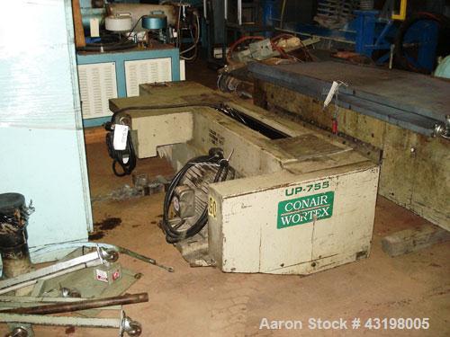 Used Conair Martin Under The Press Granulator, Model UP-755, Carbon Steel. Approximate 55” x 7” feed opening with dual paddle feed rollers with drive, 10 hp 230/460 volt main drive, 5 hp blower disch...