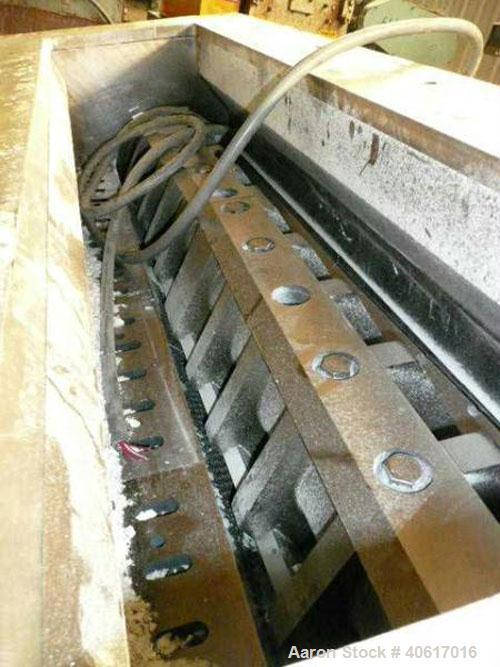 Used Cumberland Granulator, model 1462. 14" X 62" feed throat with cut sheet style feed hopper. 3 knife high shear, twin shear rotor. Set up for blower discharge with 1/2" diameter screen and a blowe...