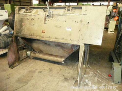Used Cumberland Granulator, model 1462. 14" X 62" feed throat with cut sheet style feed hopper. 3 knife high shear, twin shear rotor. Set up for blower discharge with 1/2" diameter screen and a blowe...