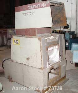 Used Cumberland Granulator, Model 14X16. 14" Diameter x 16" wide 3 bolt on blade open rotor. Pelican style feed hopper, bottom discharge, 1/4" diameter screen holes. Driven by a 15 hp, 3/60/208-230/4...