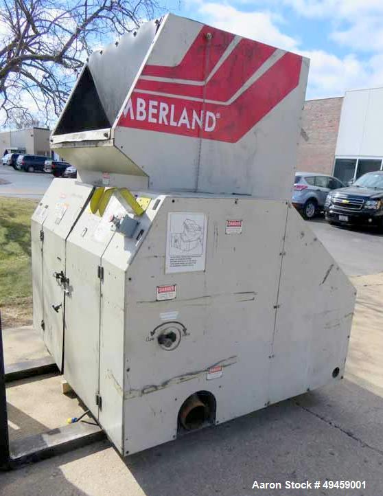 Used Cumberland Granulator, Model 18x42. Throat Size: 18" x 42" (500 x 1070mm), Cutting Circle Diameter: 17 3/4" (450mm), Throughput (Approximate): Up to 1800 lbs./hr. (800 kgs). 3 Knife high shear/T...