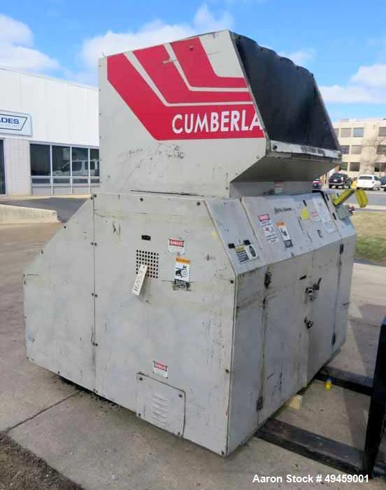 Used Cumberland Granulator, Model 18x42. Throat Size: 18" x 42" (500 x 1070mm), Cutting Circle Diameter: 17 3/4" (450mm), Throughput (Approximate): Up to 1800 lbs./hr. (800 kgs). 3 Knife high shear/T...
