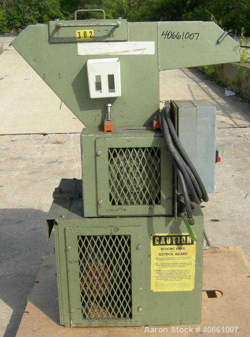 Used Cumberland Granulator, size 1 Gran. 2KN.  Approximate 10" wide 2 bolt on blade, open rotor.  10" x 9" carbon steel chamber.  Tilt back pelican style feed hopper, bottom discharge drawer.  Approx...