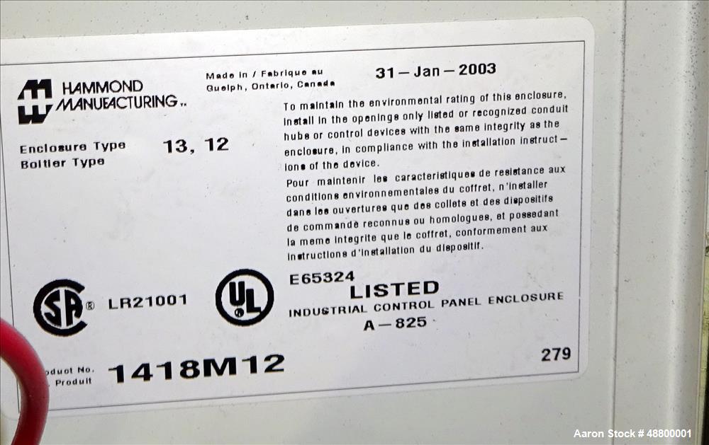Used Cumberland Series 2000 Granulator, Model 2042, Carbon Steel.