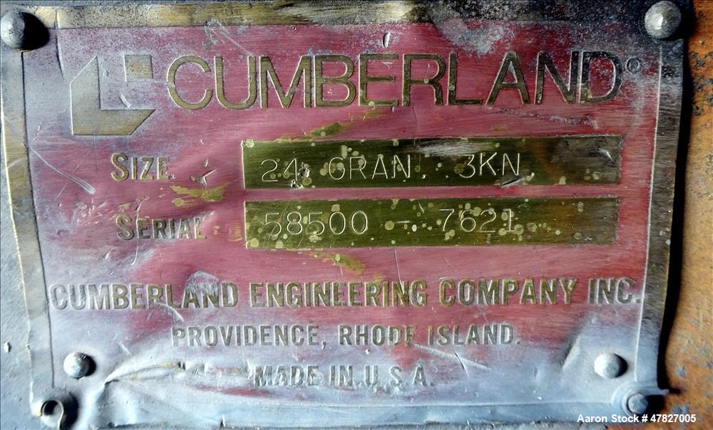 Used Cumberland Grinder, Size 24, Approximate 24" x 16" Feed Throat