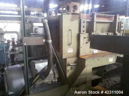 Used Cumberland Granulator, Model 37B. Approximate 21" x 37" feed opening with hopper. 3 Knife open rotor, bottom discharge. Driven by a 150 hp, 3/60/460 volt motor. Mounted on a base with legs.