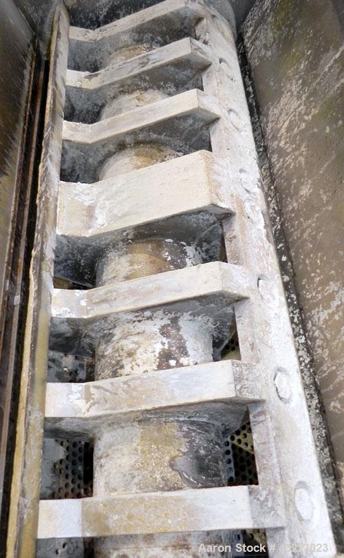 Used Cumberland Granulator, Model 37B. 21-1/4'' x 37-7/16'' Feed opening with hopper. 16’’ Diameter cutting circle, 3 rows of 2 blolt on blades, open rotor, bottom discharge. Driven by a 100hp, 3/60/...